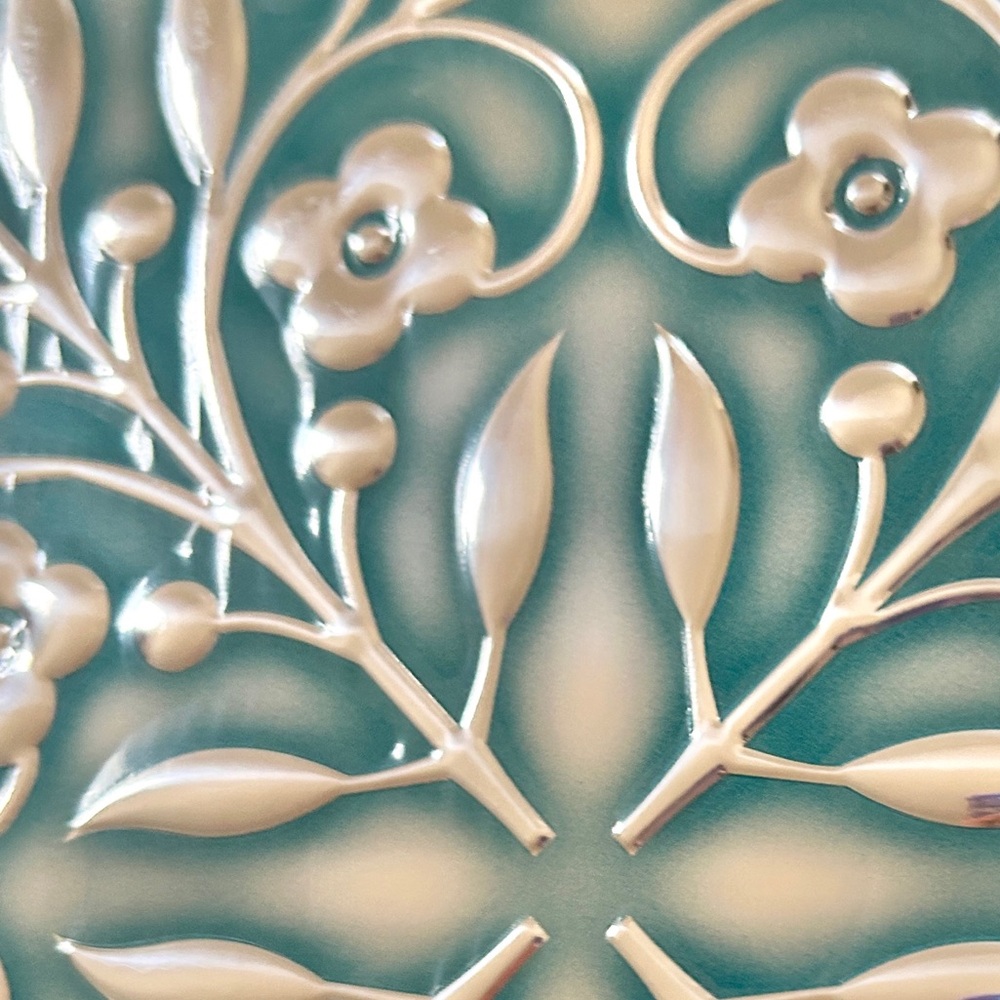NIB 10-Pack Peel & Stick Tiles 8×8 Turquoise/Silver Backsplash Furniture Art - Picture 4 of 14
